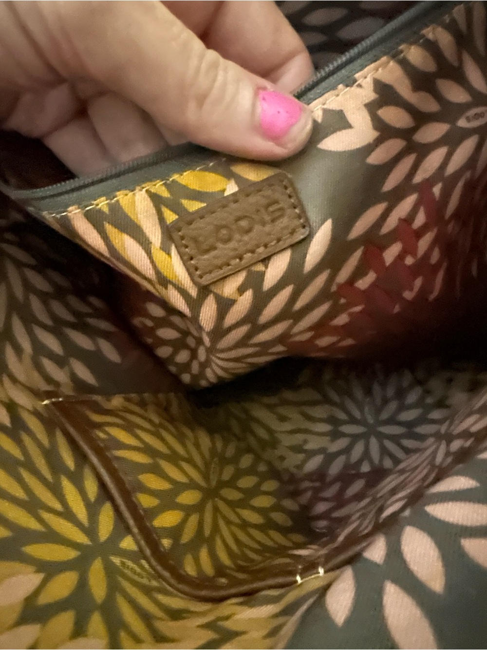 Lodis Sierra Leather Tote Bag with Floral Lining - Browne - Picture 6 of 7